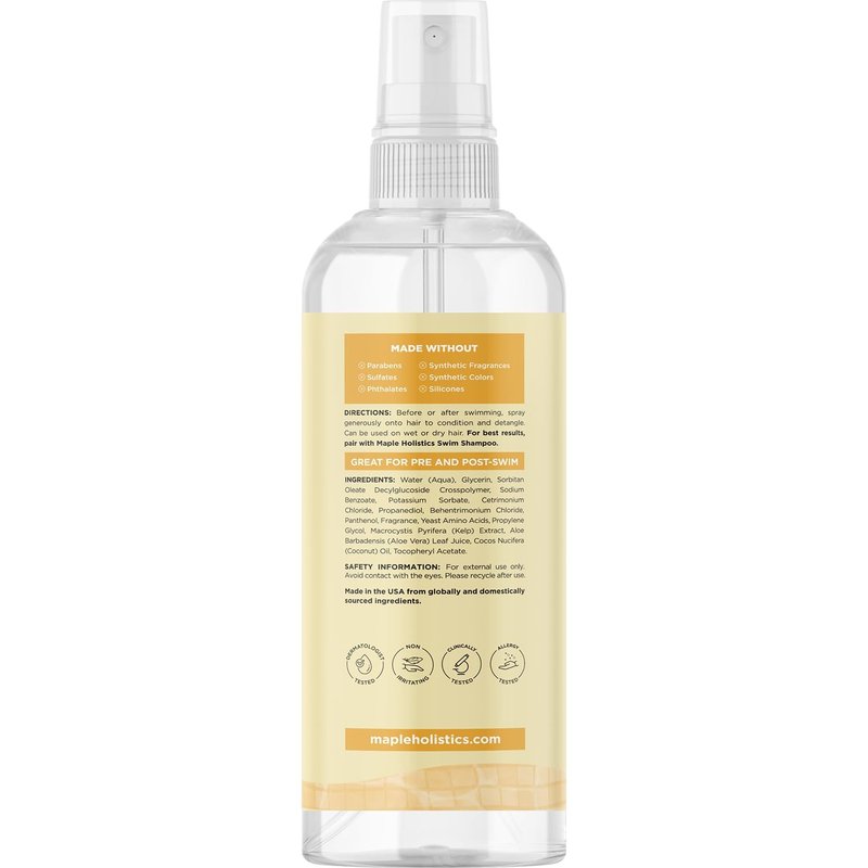 Swim Leave in Conditioner for Kids & Adults - Before & After Swim Hair Spray Helps Prevent Dryness Tangles Greening Color Fading & Frizz - Vegan Saltwater and Chlorine Hair Treatment (8 Fl Oz)