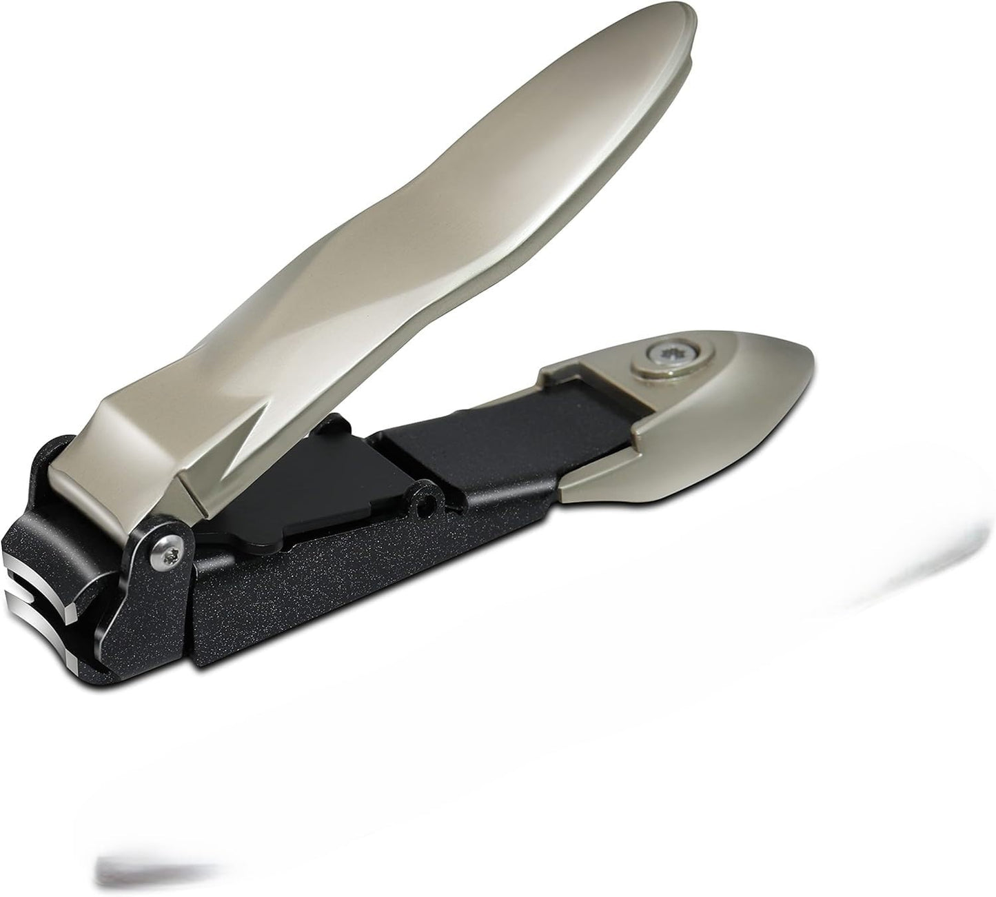 BesPick Premium Quality Large Sharp Heavy Duty biomimetic Stainless Steel Anti-Splash Self-Collecting Anti Splash Nail Clippers Set with Catcher and Nano Glass Nail File (Champagne, 2 Pieces Set)