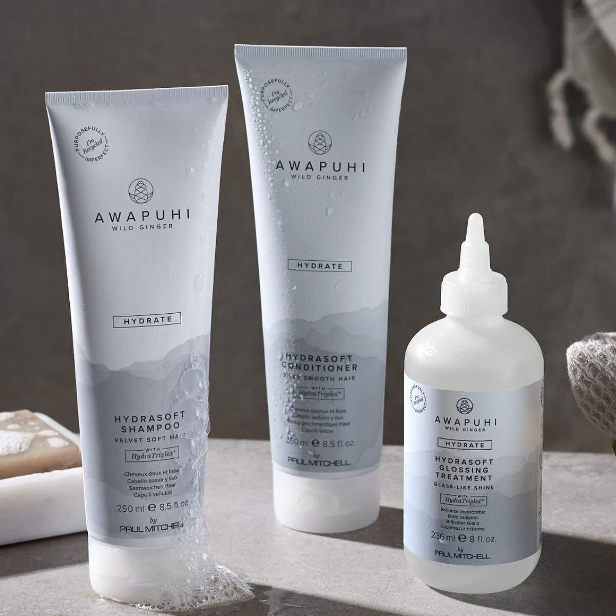 Awapuhi Wild Ginger by Paul Mitchell HydraSoft Shampoo, For Velvety Soft Hair, Ideal For All Hair Types, Especially Dry + Frizzy Hair, 8.5 fl. oz
