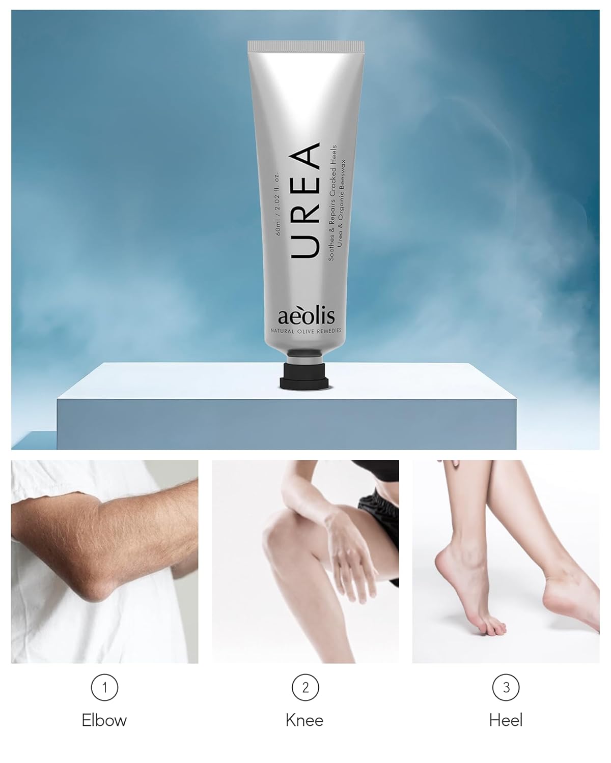 AEOLIS 10% Urea Foot Cream - Deep Moisturizing Treatment for Cracked Heels with Beeswax, Shea Butter & Aloe Vera | 2.03 fl oz