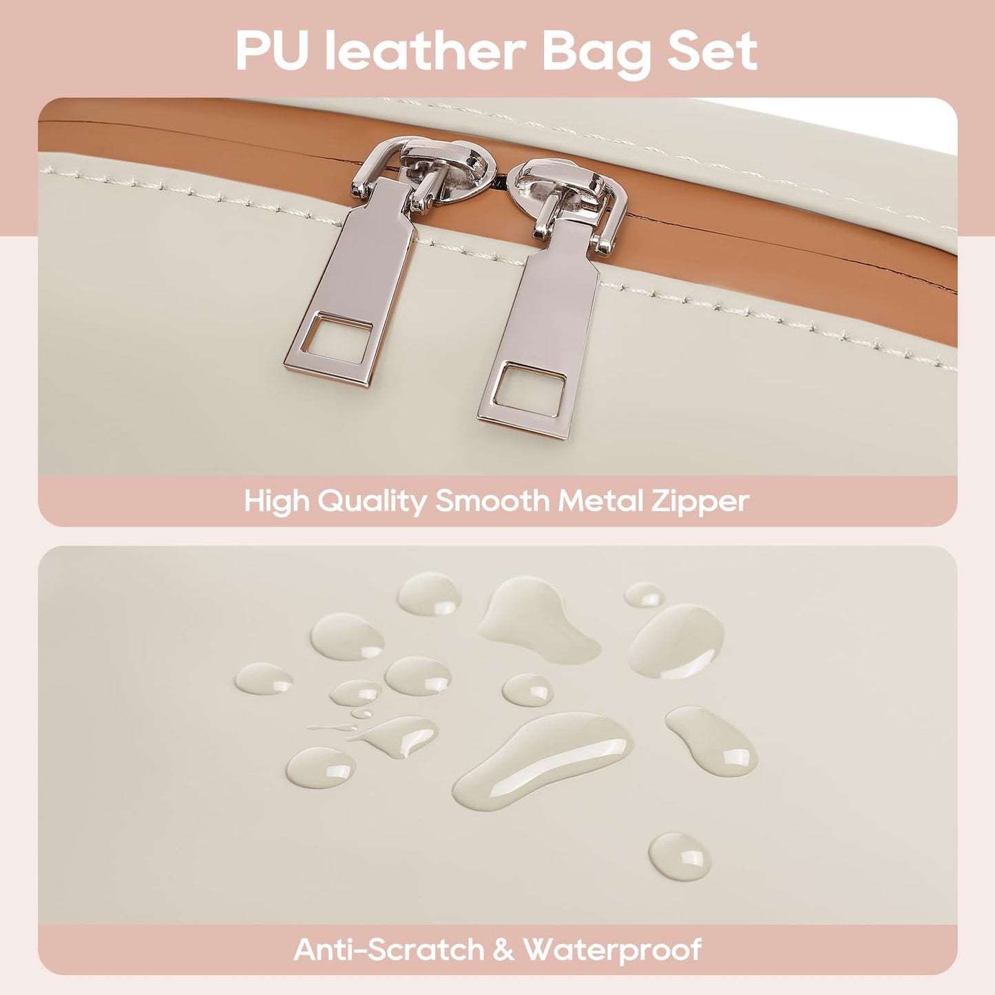 Joyway 10PCS Travel Makeup Bag Set, Large Capacity Cosmetic Bags for Women Girls, Waterproof Portable Toiletry Bag Organizer Make up Bag, Can be fitted with suspenders(White)