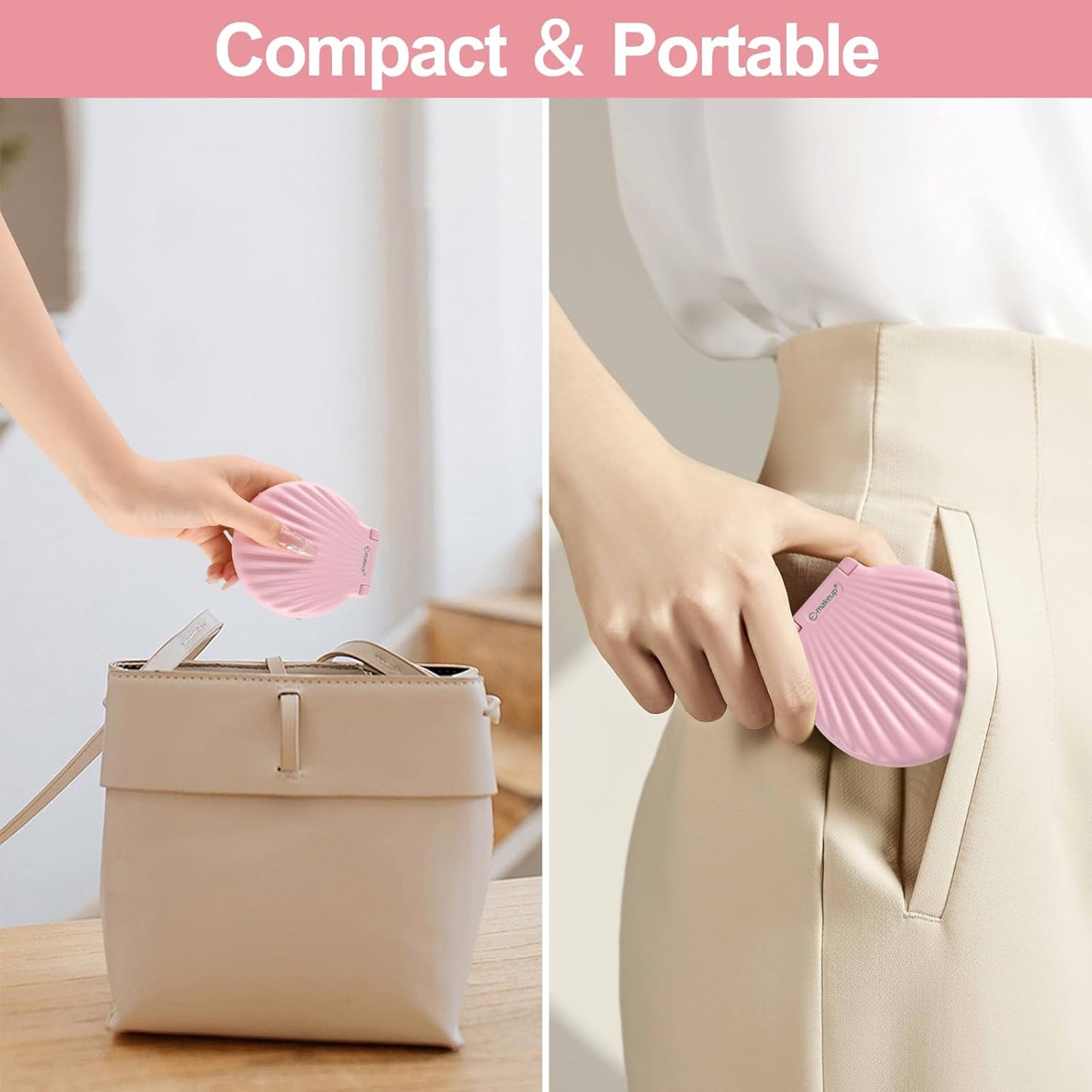Compact Makeup Mirror with Lights - 2-Sided Folding Magnifying Mirror 3.5” | Lightweight & Shatterproof Gift for Women