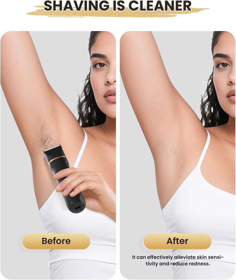 Bikini Trimmer for Women - 5-in-1 Electric Razor for Sensitive Skin | Waterproof Hair Removal Shaver - Black