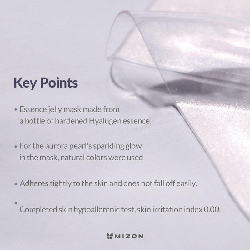 MIZON Hyalugen Pearl Jelly Face Mask (5 Pack) – with Collagen & Hyaluronic Acid Korean Beauty Full Face Sheet Mask Glowy Pearl Finish