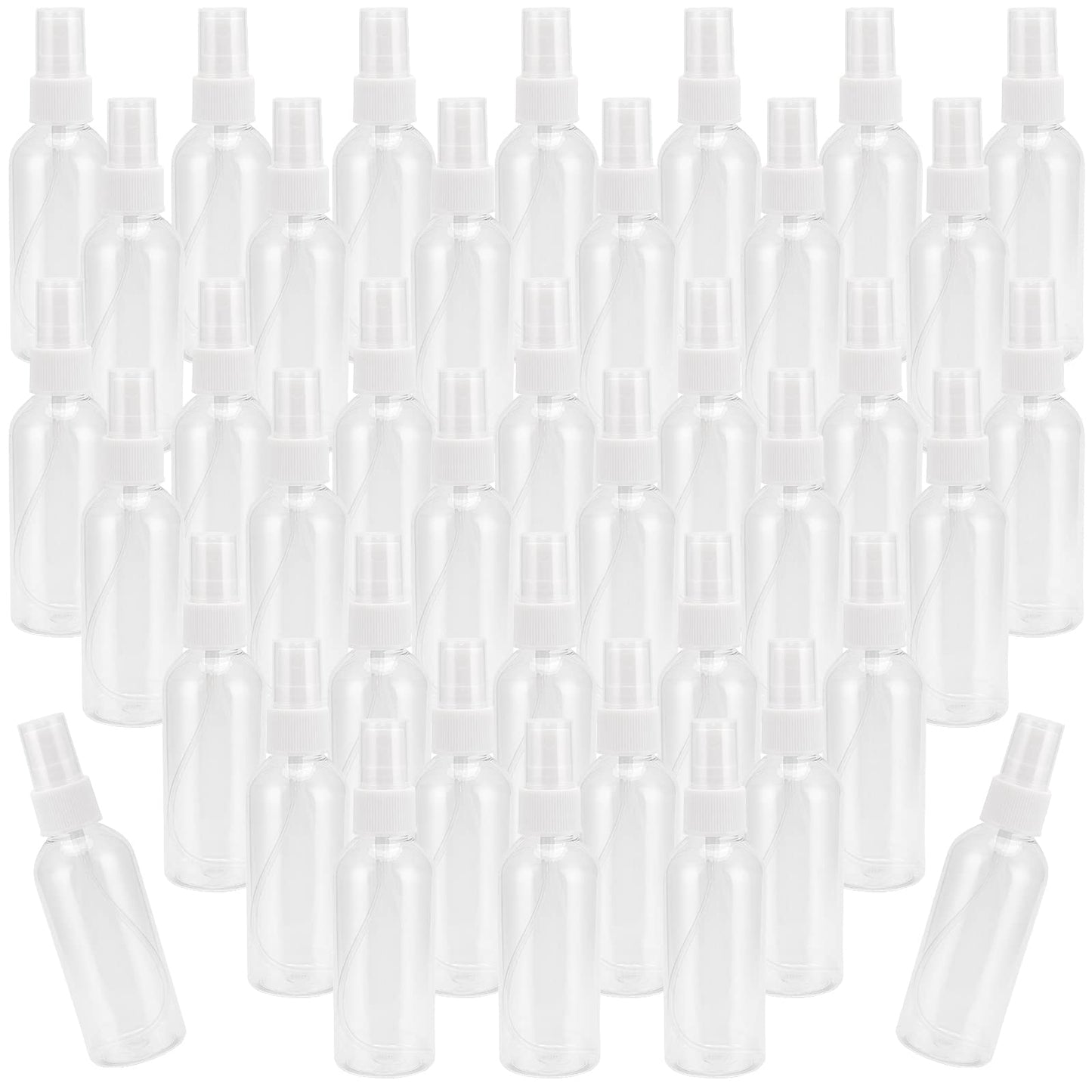 SEUNMUK 40 Pack 2.7oz/80ml Spray Bottles with Pump Spray Cap, Clear Fine Mist Empty Plastic Spray Bottles, Travel Size Refillable Bottles for Toner, Essence, Hair Spray
