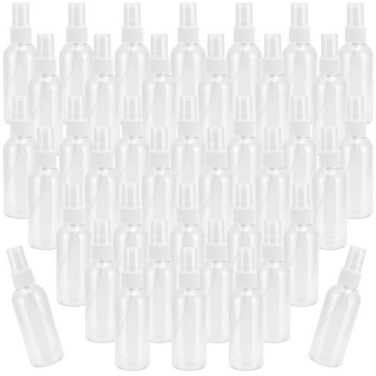 SEUNMUK 40 Pack 2.7oz/80ml Spray Bottles with Pump Spray Cap, Clear Fine Mist Empty Plastic Spray Bottles, Travel Size Refillable Bottles for Toner, Essence, Hair Spray