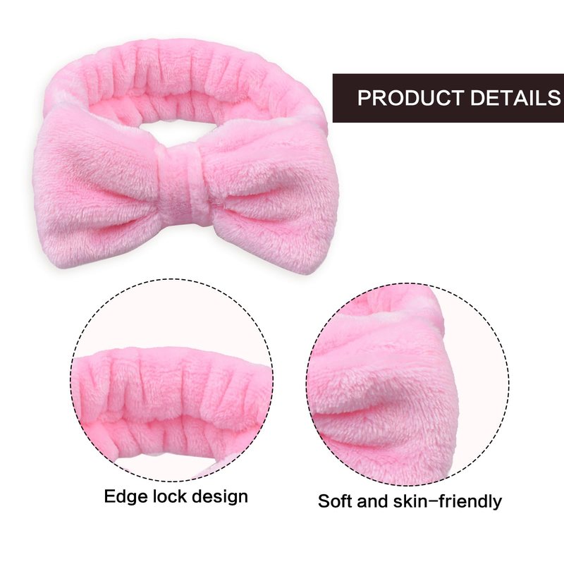 JHJEWH Spa Headbands,Makeup Headbands for Women,Facial Headband Bulk,Soft Coral Fleece Headband for Makeup,Cosmetic Head Wraps,Bow Hair Bands for Face Washing Shower Skin Care (pink, 25pcs)