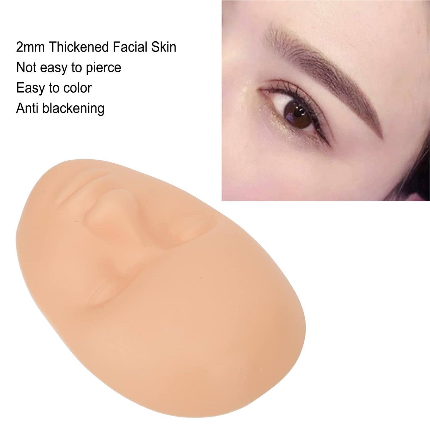 10PCS 3D Microblading Practice Skin Head, Soft Silicone Tattoo Practice Skin for Eyebrow, Lip & Face Training, Reusable Permanent Makeup Practice Skins for Beginners & Professionals