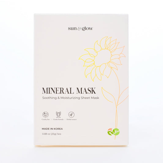 SUN & GLOW VEGAN MINERAL MASK with Pearl Extract Yuzu and Eucalyptus Using Mineral-Rich Deep Sea Water Korean Home Skincare Mask (0.88oz 25g 5Packs)