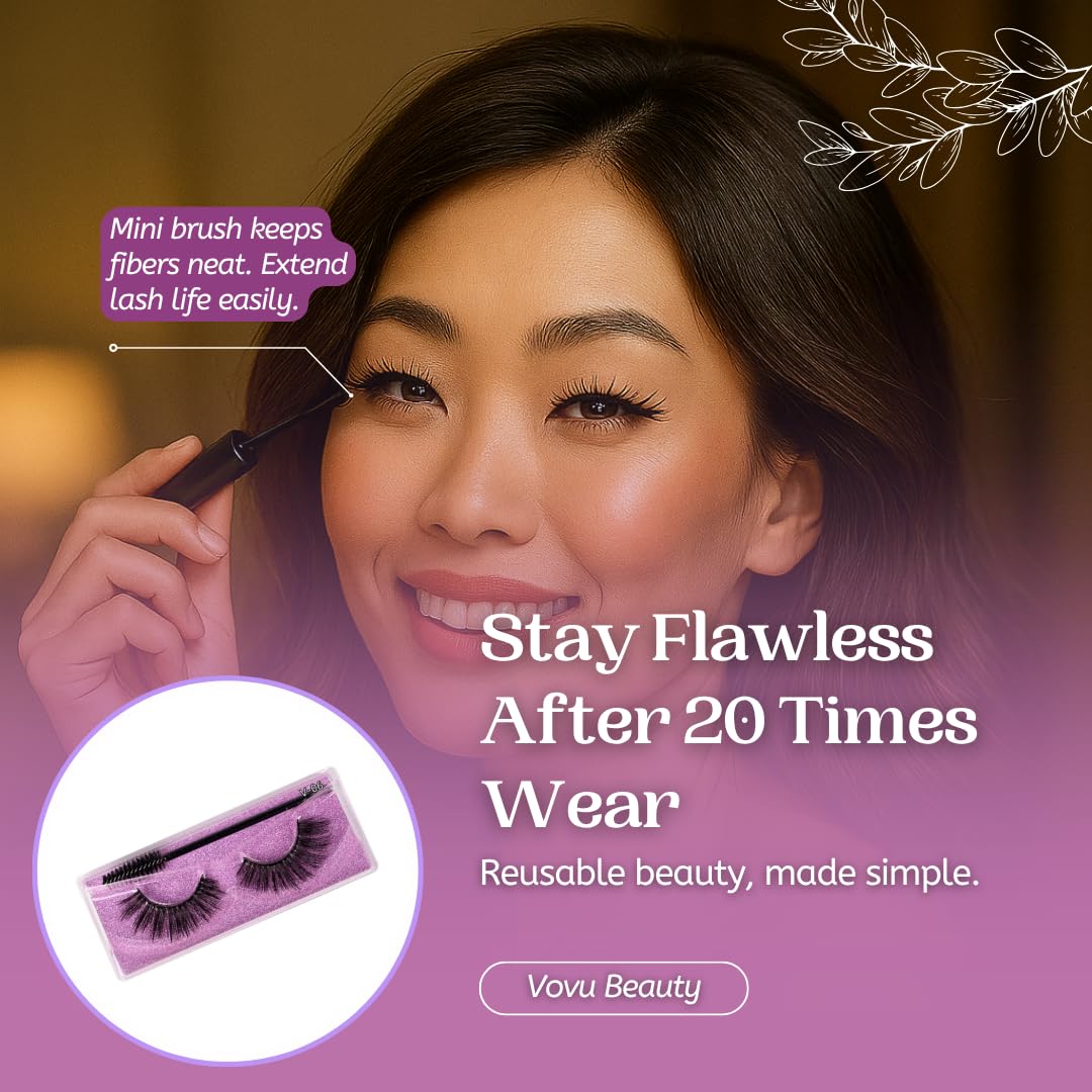 10 Pairs Mink Lashes Fluffy Eyelashes Mink Wispy Lashes (Purple) - Ready-to-Wear, Pre-Curved, Feather-Light Comfort, Reusable Up to 20 Times, Instant Glam, No Trimming, Individually Sealed