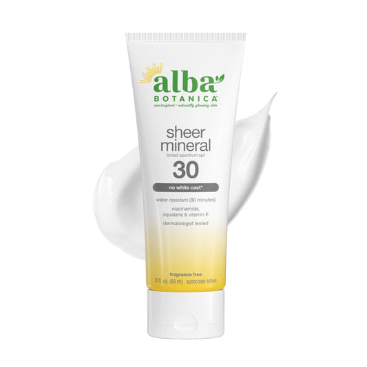 Alba Botanica Sunscreen Lotion, Sensitive Mineral, SPF 30, Fragrance Free, 3 oz