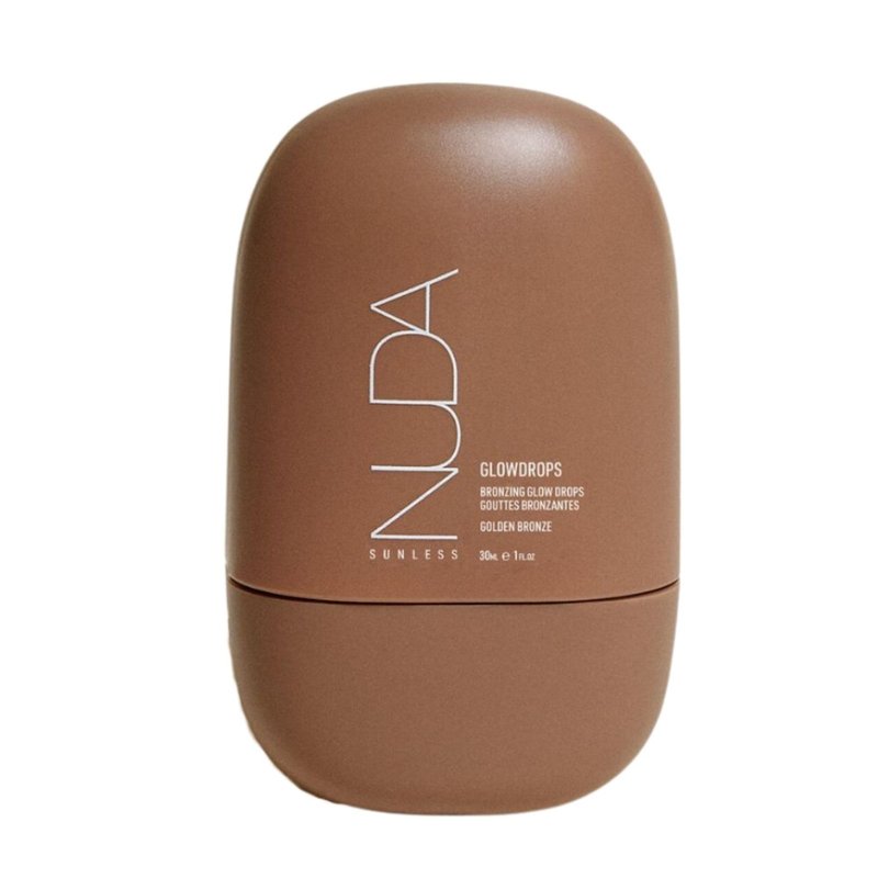 Nuda GlowDrops | Squalene, Ginger, Lavender, & Moringa-Infused Glow Bronzing Drops for Face | Lightweight, Buildable, & Blendable Liquid Bronzer Formula | Paraben & Sulfate-Free Serum, (1 Fl Oz)