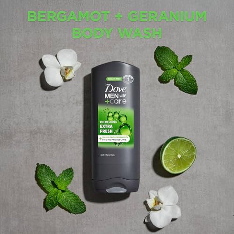 DOVE Men + Care Body Wash and Face for Fresh, Healthy-Feeling Skin Extra Fresh Cleanser That Effectively Washes Away Bacteria While Nourishing Your 13.5 oz