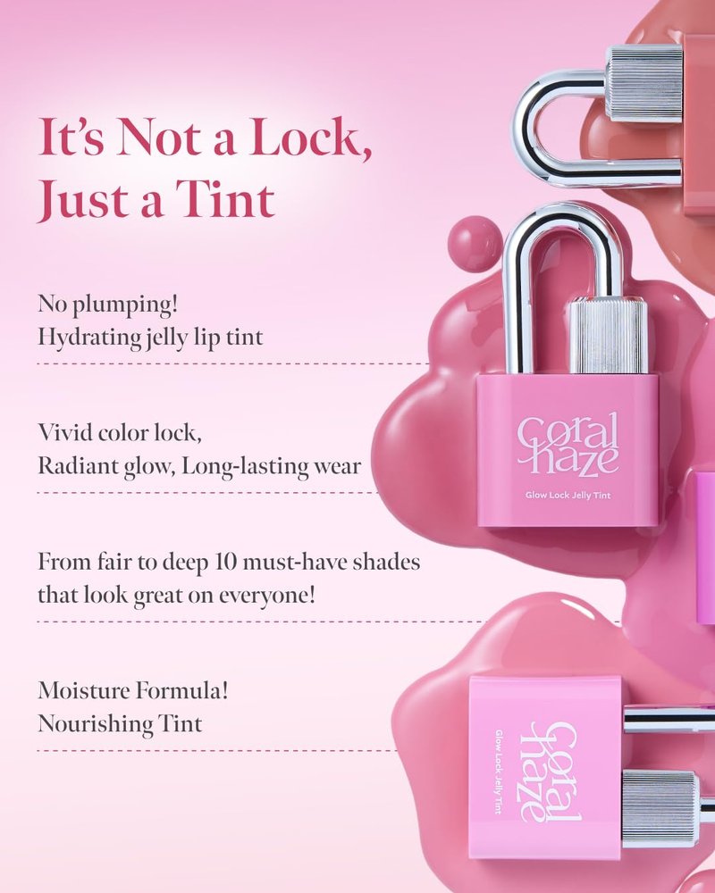 CORALHAZE Glow Lock Jelly Tint 109 Heavy, Hydrating Water Glow Lip Stain, Non-Sticky Juicy Gloss, Long Lasting Glass Shine & Dewy Finish, Lightweight Moisturizing Lip Care, Korean Makeup