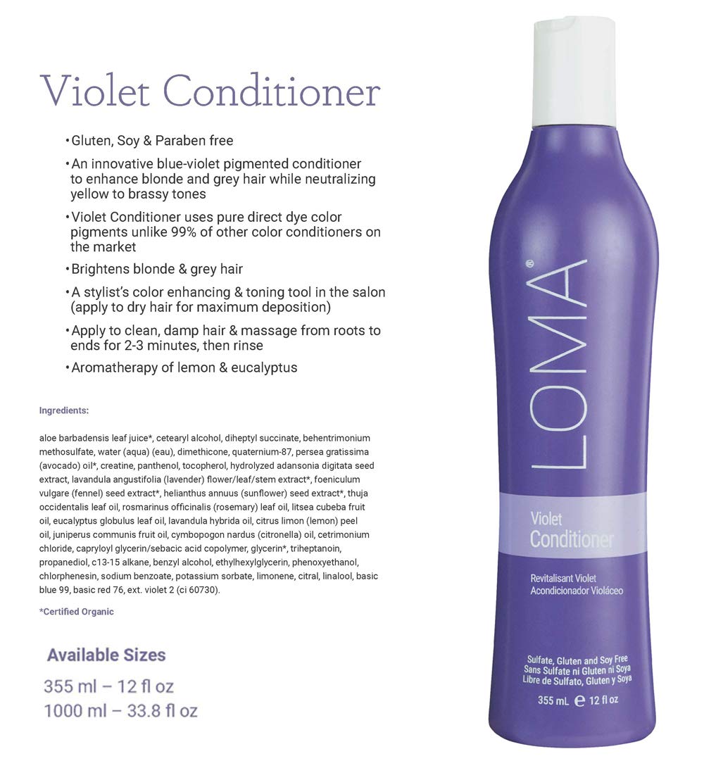 Loma Violet Conditioner - Sulfate, Gluten & Paraben Free | 12 Ounce Size