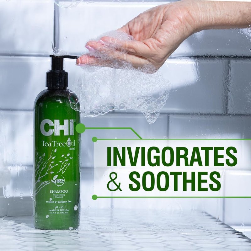 CHI Tea Tree Oil Shampoo - Strengthening Formula for Gentle Cleansing & Impurity Removal | 11.5 Oz