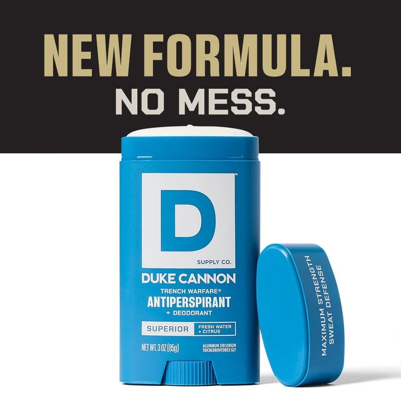 Duke Cannon Trench Warfare Antiperspirant Deodorant for Men – Fresh Water & Citrus Scent, Aluminum-Based, 3 oz, Long-Lasting Sweat Defense with Aloe & Vitamin E