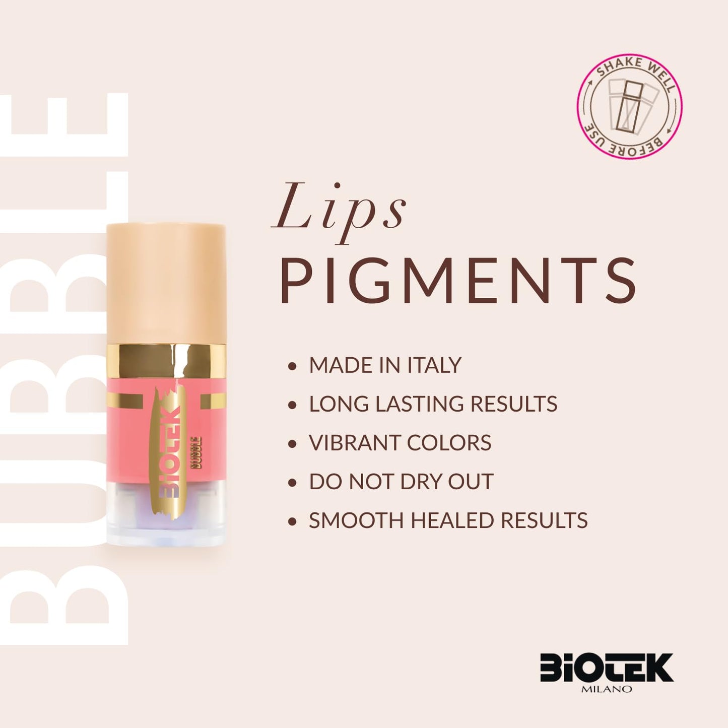 Biotek Lip Pigment for Permanent Makeup - Vibrant and Intense Violet Fuchsia Lip Color - Made in Italy - Rebel 0,24 fl.oz.