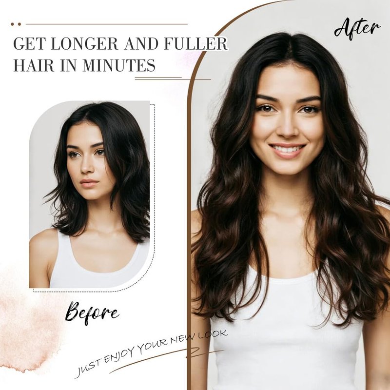 Hair Toppers for Women - Clip-In 20-Inch Coffee Brown Wavy Curly Synthetic Hairpiece