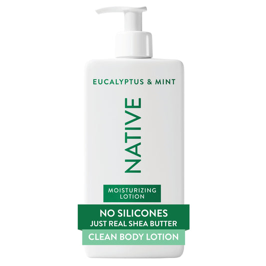 Native Body Lotion, Eucalyptus & Mint, 48-Hour Hydration for Dry & Sensitive Skin, Made with Plant-Based Moisturizers like Shea Butter, Silicone & Paraben Free, 16.5 fl oz