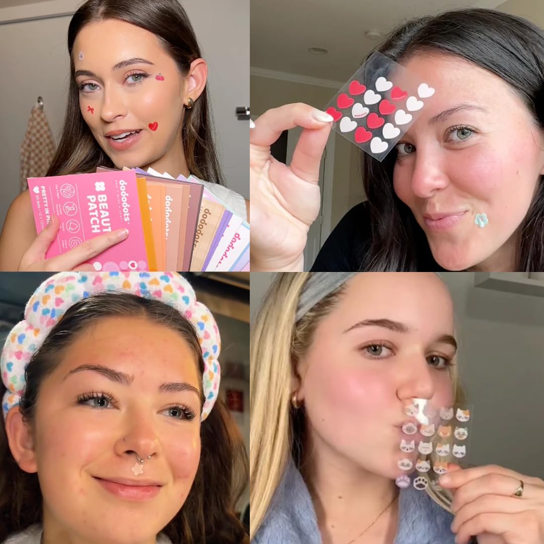 Dododots Pimple Patches for face - Cute Acne Hydrocolloid Patch, Pimple Patches for Zit, Spot and Blemish Treatment, Bundles (Butterfly, Cat, Flower and Heart)