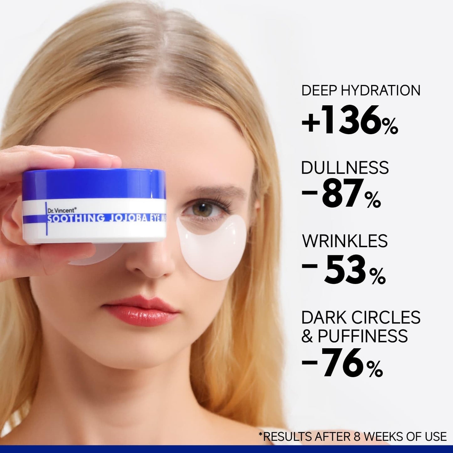 Dr Vincent Peptide Jojoba Under Eye Patches, Collagen Eye Mask Instant Reduces Dark Circles and Puffiness, 60 Firming Undereye Hydrating & Cooling for Bags Treatment, Wrinkles, Vegan, No Fragrance