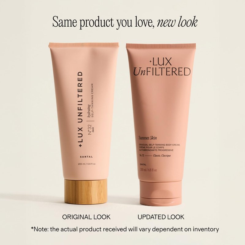 + Lux Unfiltered N°32 Summer Skin Classic Gradual Self Tanner, Hydrating Self Tanning Lotion with Shea Butter & Squalane - Non-Sticky, No Transfer, Natural-Looking - Vegan Sunless Tanner - Santal