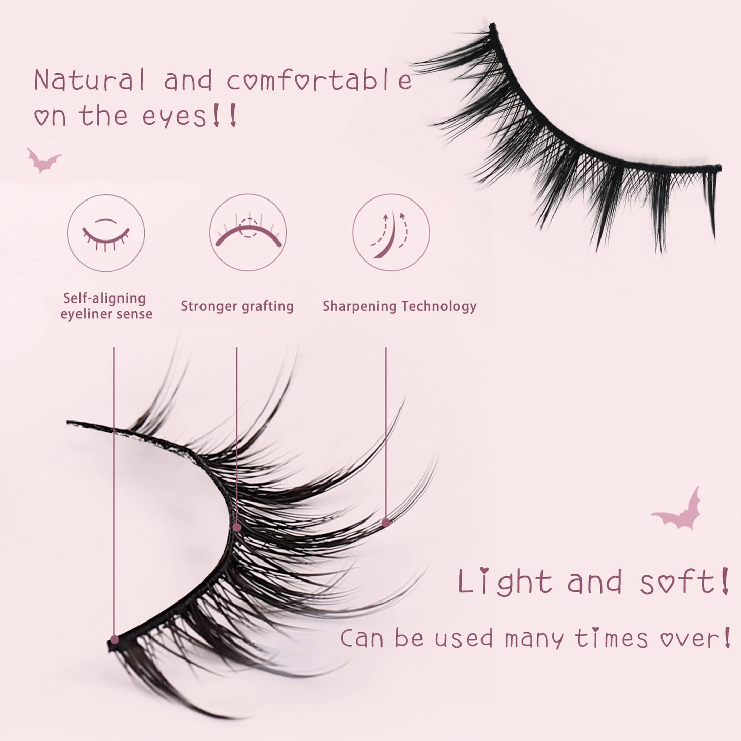 Wispy Spiky Manga Lashes,15mm 3D Anime Cosplay False Eyelashes for Natural Look Reusable 5 Pairs,Perfect for Japanese Anime Fans,Get Stunning Eyes.