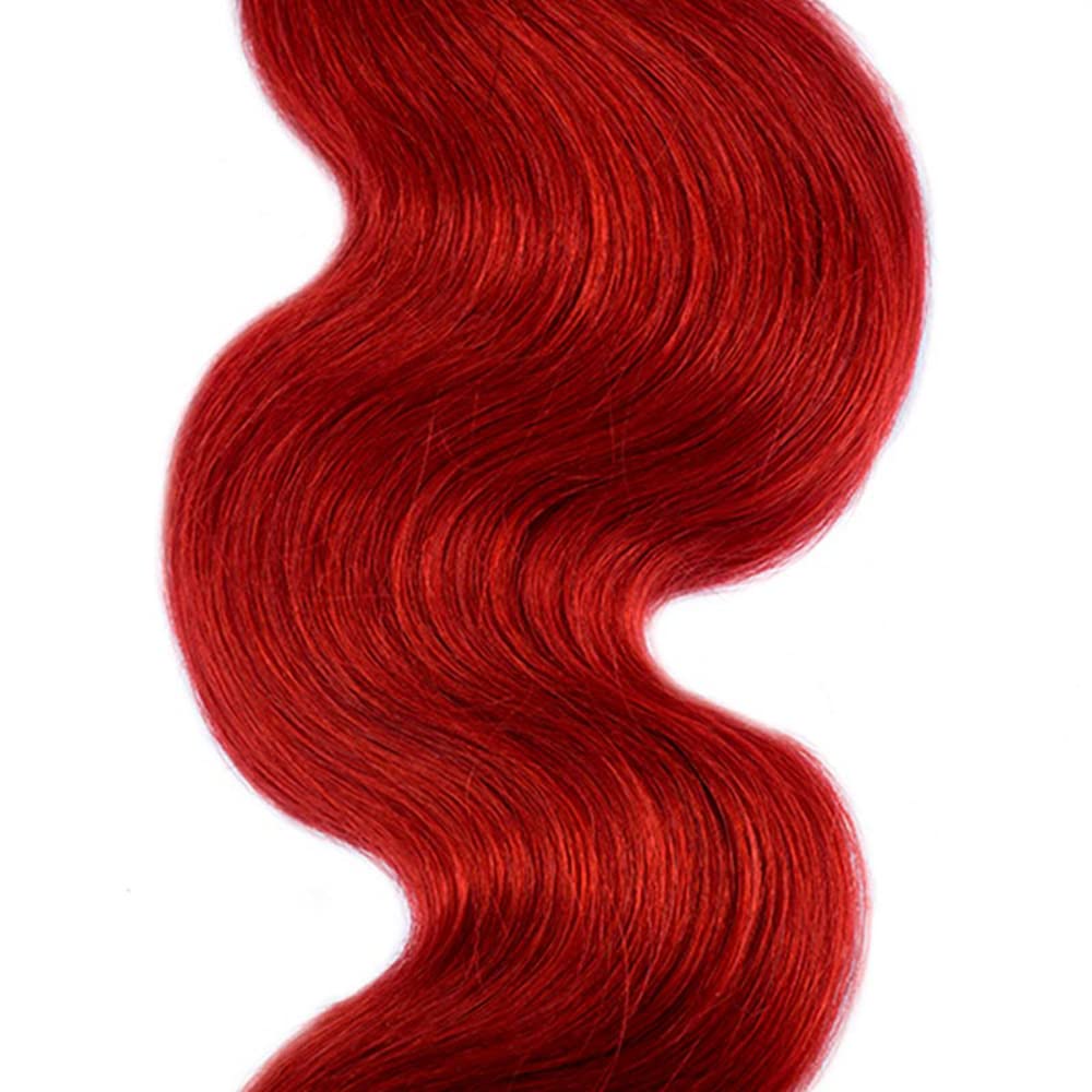 Red Body Wave Human Hair Bundles - 14/16/18 Inch Double Weft Peruvian Extensions