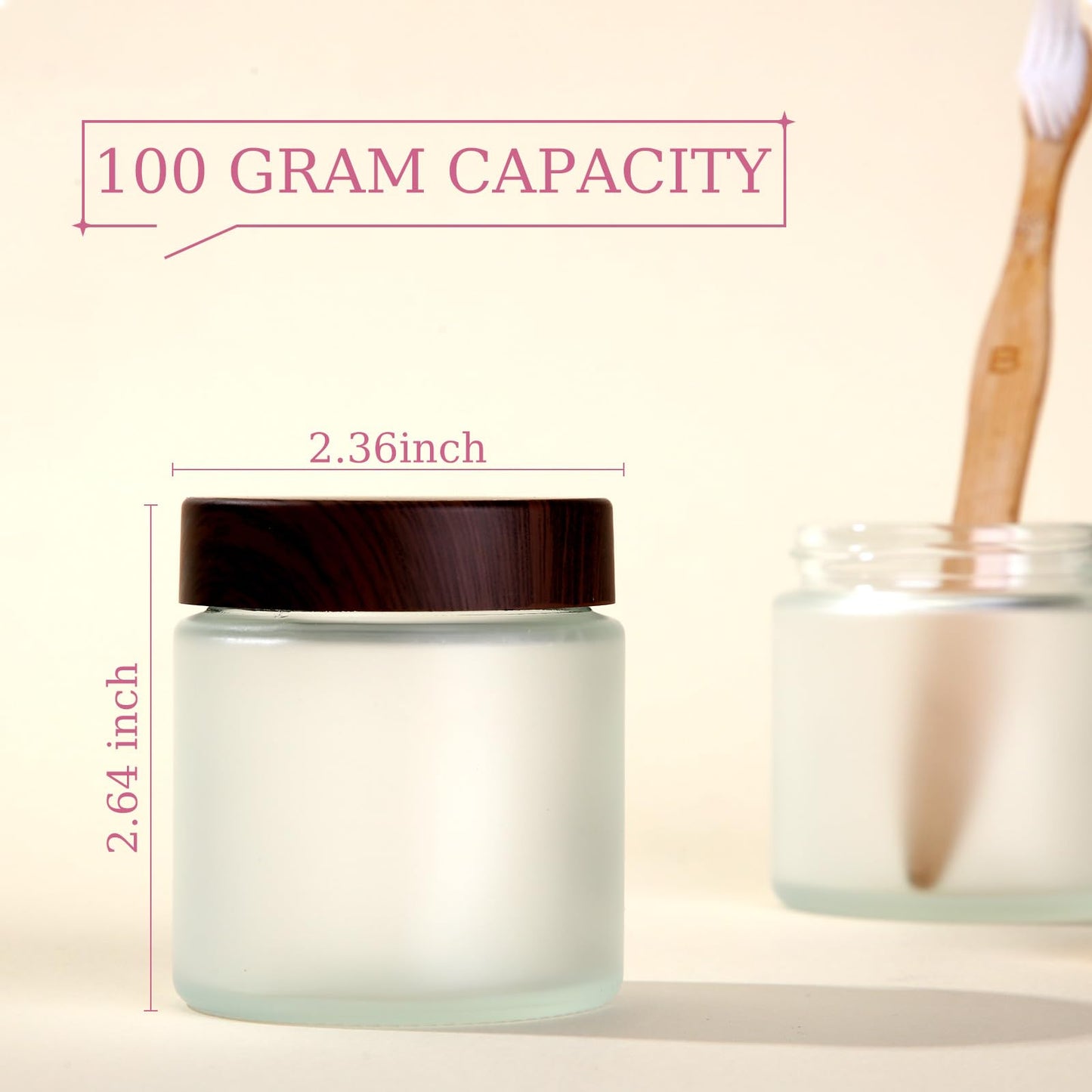 Geiserailie 30 Pcs 3.5oz Glass Jars with Plastic Wood Grain Lids Leakproof Airtight Empty Cosmetic Jars Sample Containers for Storing Lotions Powder Ointments Candle Making(Dark Brown)