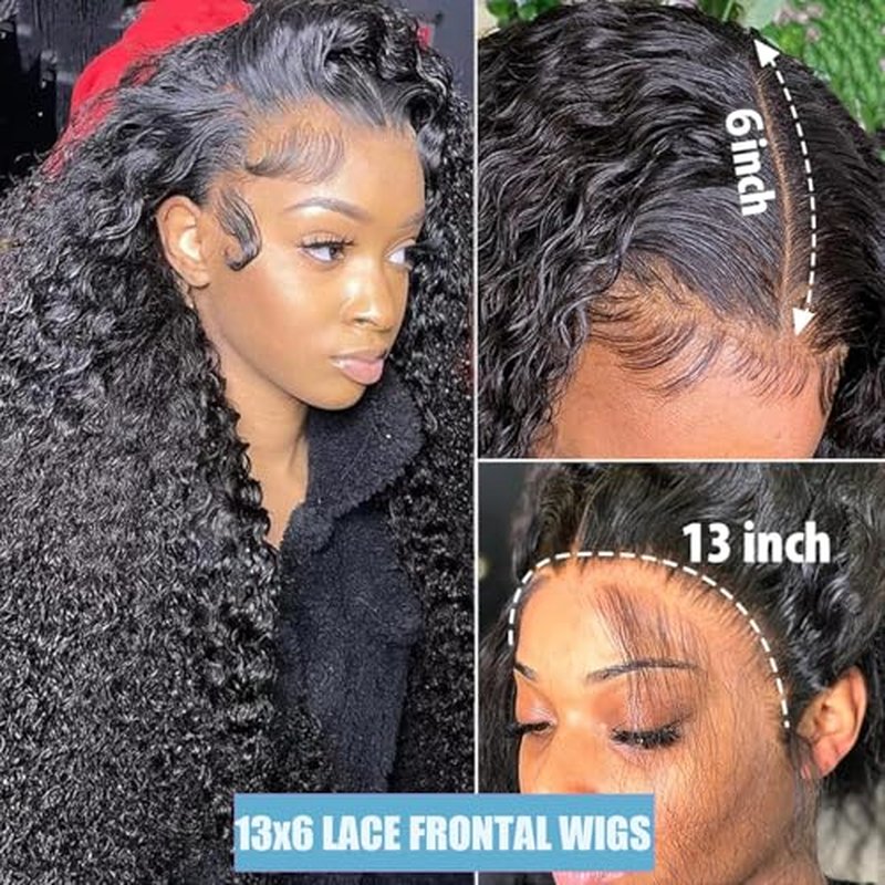 13x6 Deep Wave Lace Front Wigs Human Hair HD Lace frontal Curly Human Hair Wig for Black Women 180% Density Wet and Wavy Glueless Wigs Human hair Pre Plucked with Baby Hair
