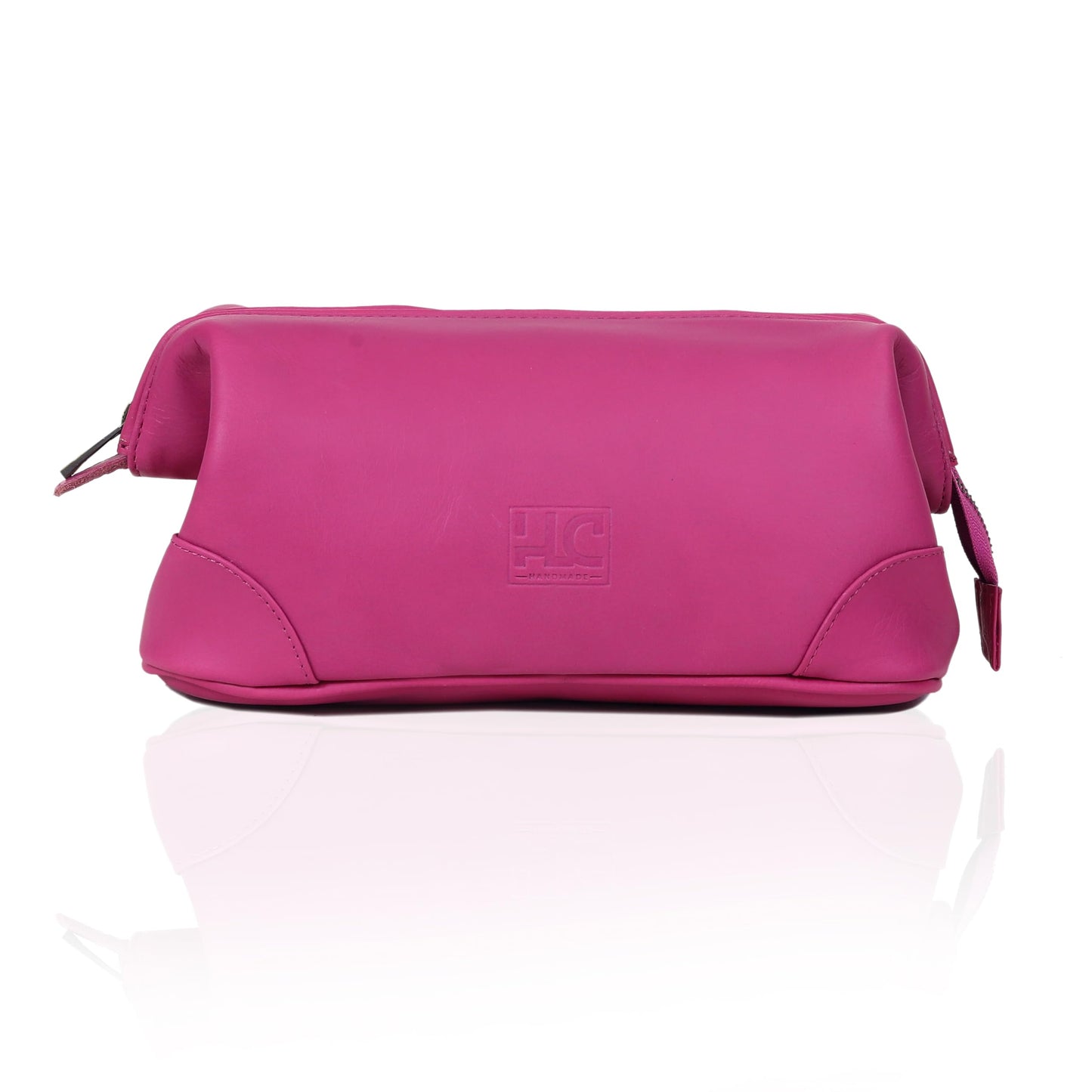 HLC Leather Toiletry Bag for Men Best Gift Premium Genuine Dopp Kit Shaving Kit Organizer Travel Kit Pouch Bag 10 inch Size (Pink)