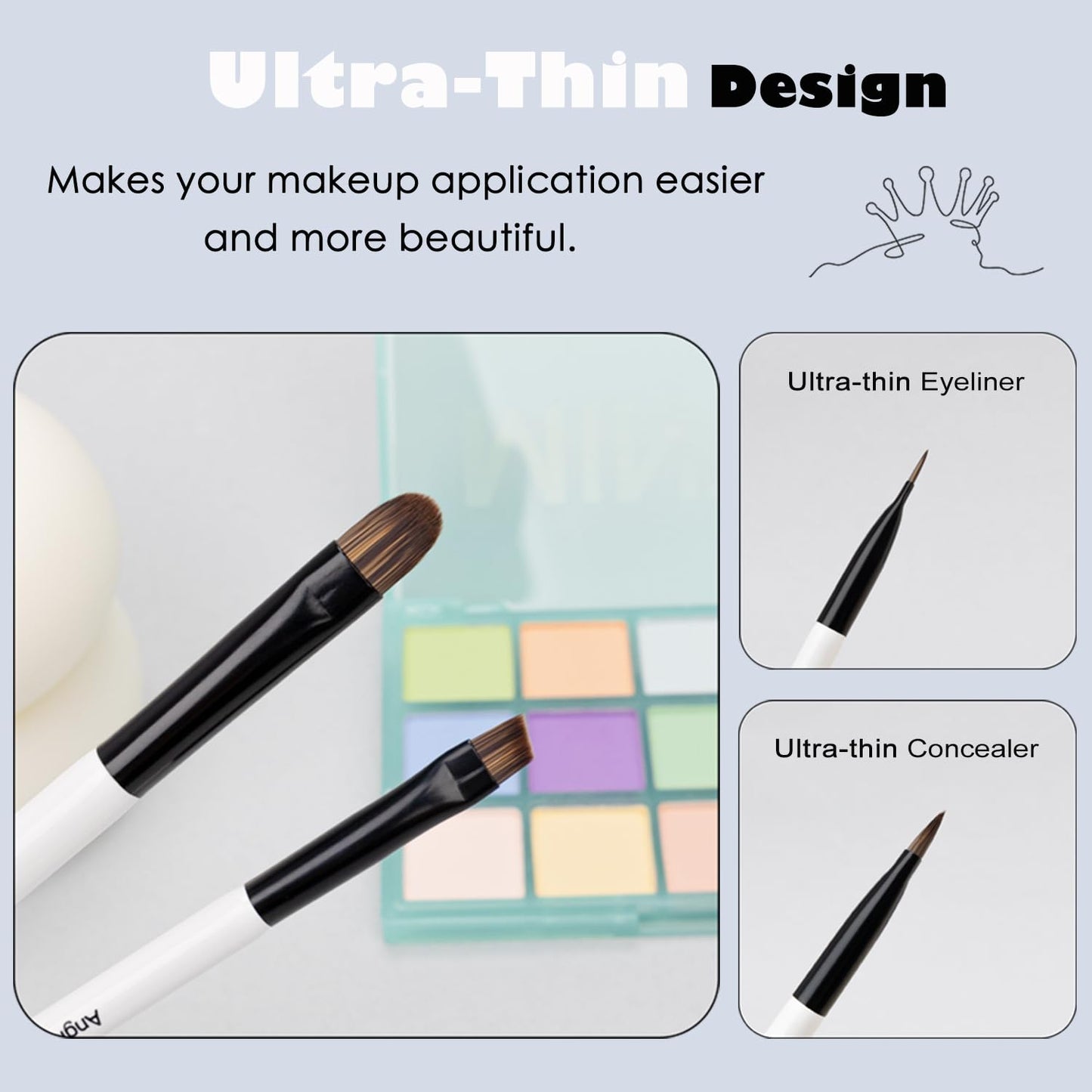 Daily Queen Portable Makeup Brush Set 8pcs Dual Kabuki Powder Concealers Eye shadows Blush Eyeliner Eyebrow Contour Eye blending Brushes (8 IN 16 brush set with waterproof bag)