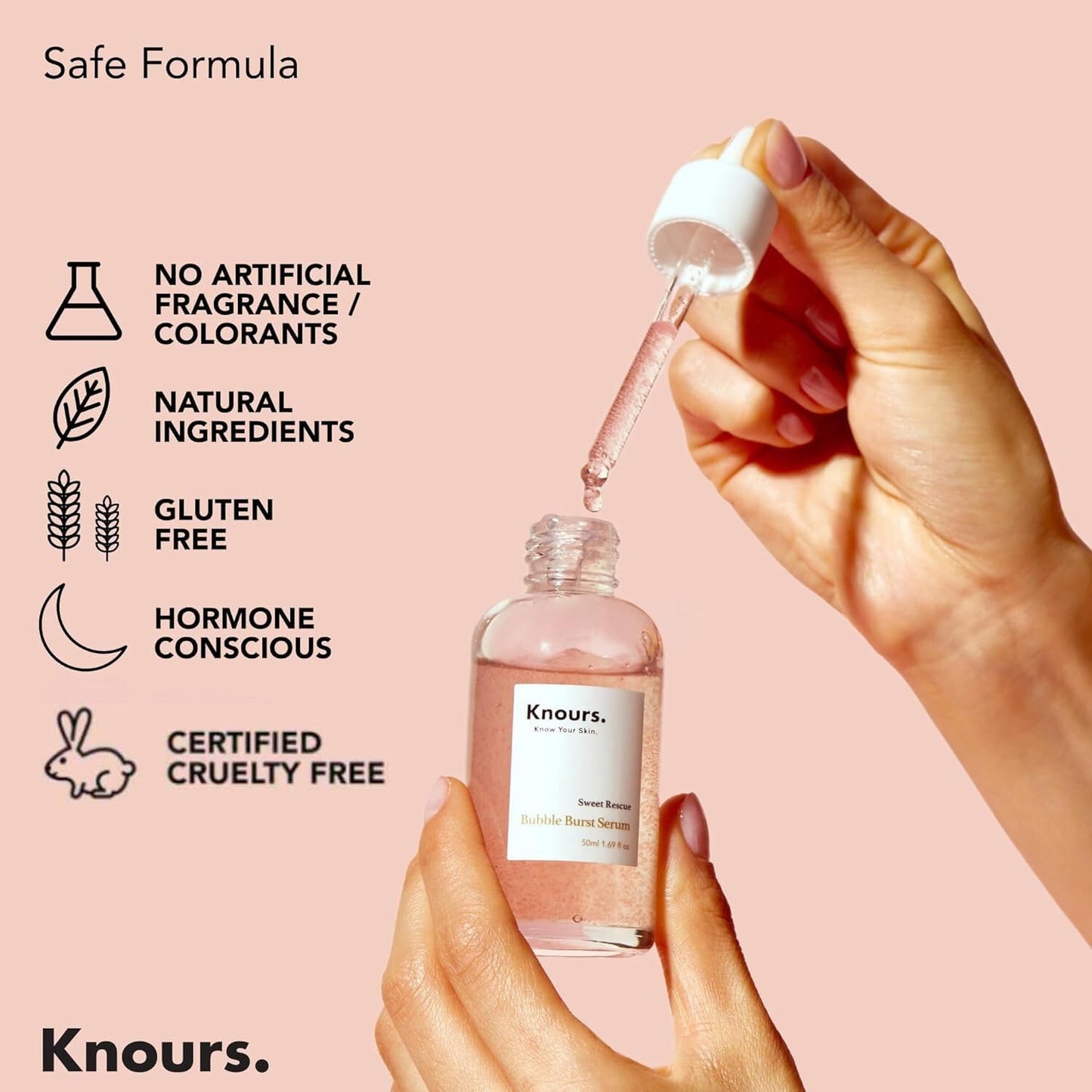 Knours. Balancing 5xHA + Gromwell Root Bubble Burst Serum, Rose Water Niacinamide Hydrating Improve Tone Korean Skincare Clean Beauty (50ml 1.69fl. oz.)