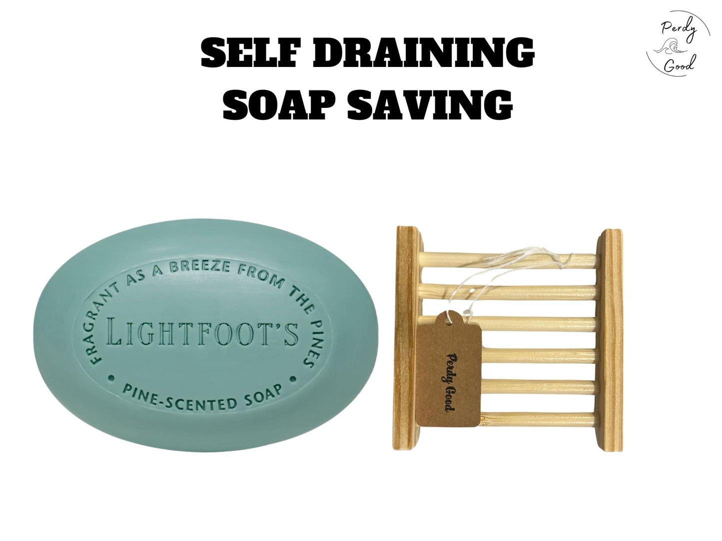 Perdy Good Lightfoot's Pine Soap for Men (3 Bars) All Natural Pine Scented Mens Athletic Soap for Body or Hands and One (1) Bamboo Holder