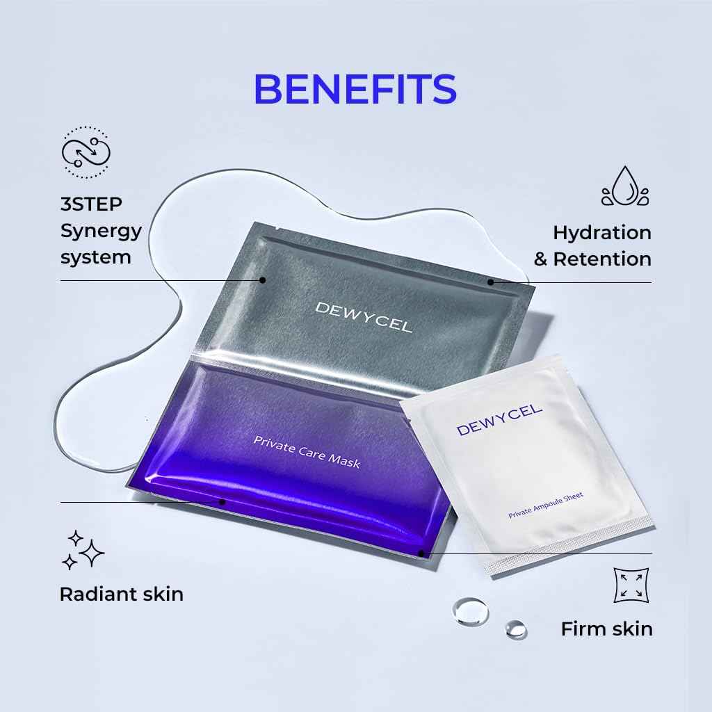 DEWYCEL PRIVATE CARE MASK with edelweiss callus culture extract | 3STEP face mask for glow skin - elasticity, hydrating, firming | Soothing Recovery & Moisture with Panthenol, Niacinamide