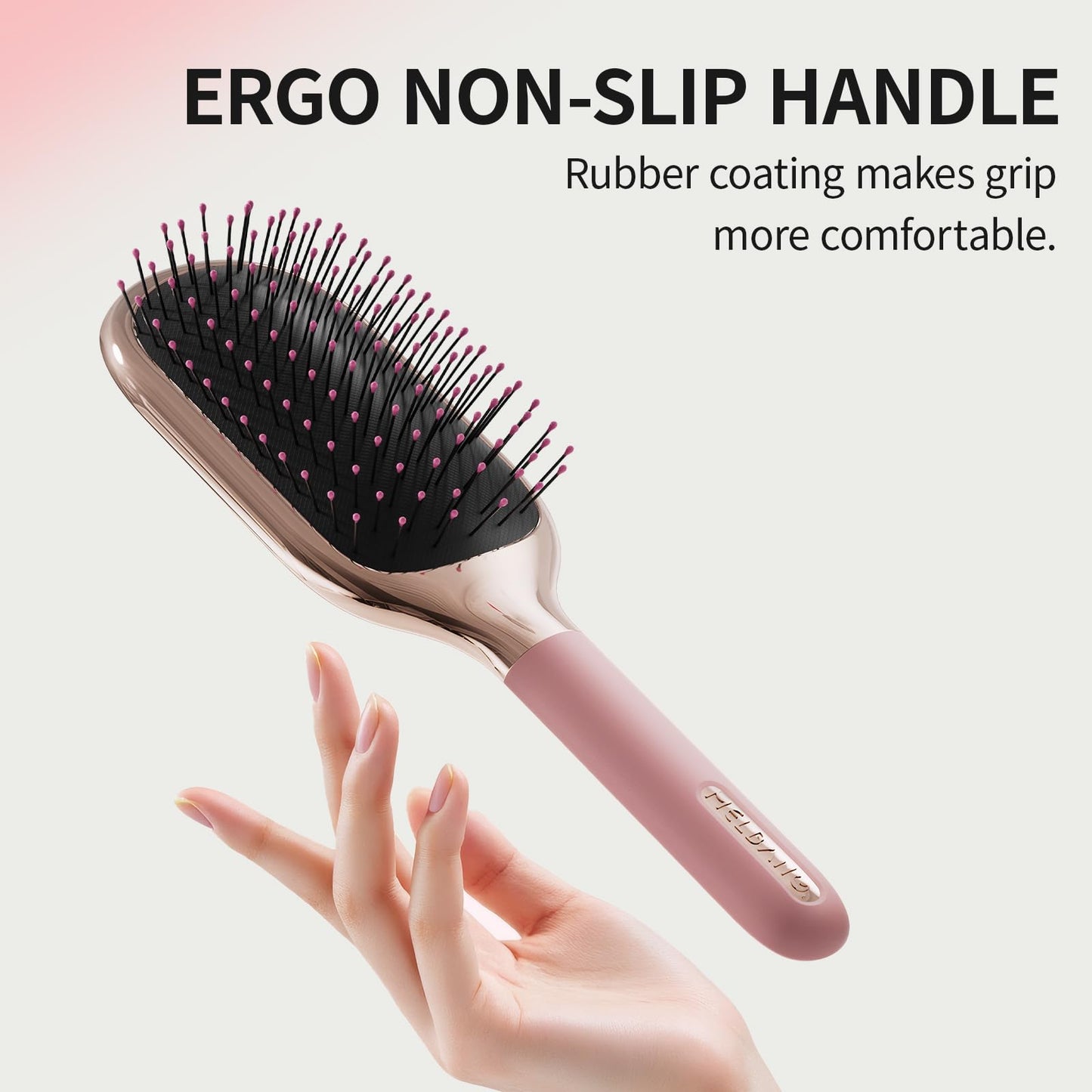 MELBANG Detangling Hair Brush, Paddle Hair Brush for Wet & Dry Hair, Pain-Free Detangler Brush for Thick, Curly & Damaged Hair, Soft Cushion Bristles, No Pulling (Pink)