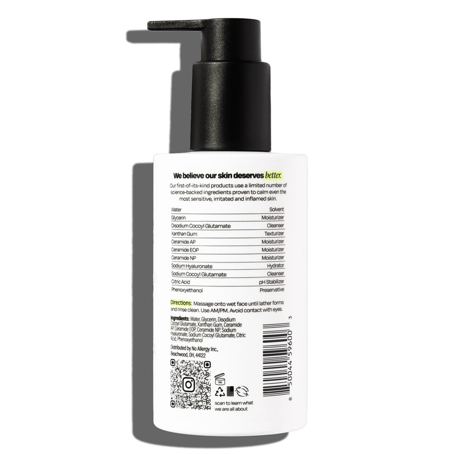 Untoxicated Face Wash - Gentle & Hydrating Face Cleanser for Sensitive Skin - Ceramides, Hyaluronic Acid & Glycerin - No Common Irritants - Non-Foaming - Soap Free - Fragrance Free - 7 Ounce