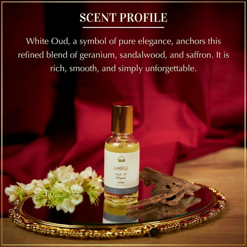Dukhni White Oud Attar Oil - Alcohol-Free Arabic Perfume for Men & Women | 30ml Roll-On, Vegan Fragrance for Eid & Ramadan Gifts