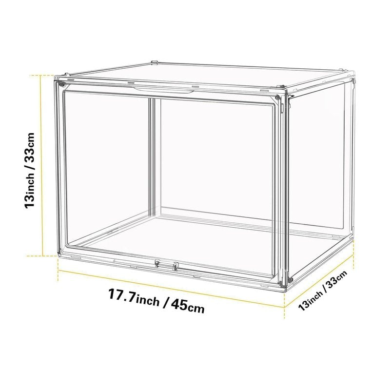 GUDEMAY Large Clear Stackable Plastic Storage Bins with Door, Dustproof Figures Collectibles Display Case, Football & Motorcycle Helmet Showcase, Basketball, Memorabilia Organizer Box (XL, Count, 1)