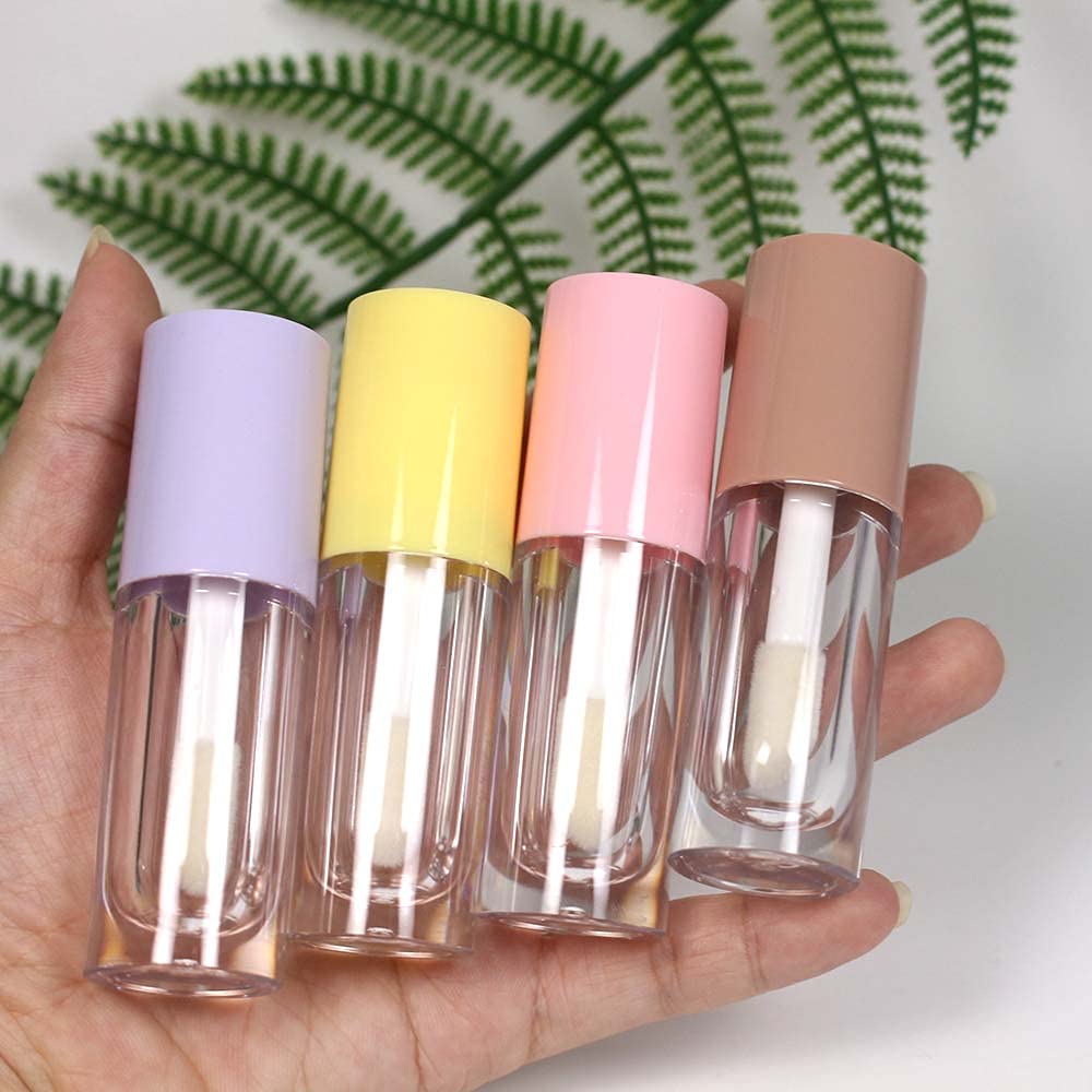 COSIDEA 30pcs Nude Empty 6ml 0.2oz Lip Gloss Tubes with Big Doe Foot Wand，Round Lipgloss Containers，Concealer Tube Cosmetic Packing Container Bulk Wholesale