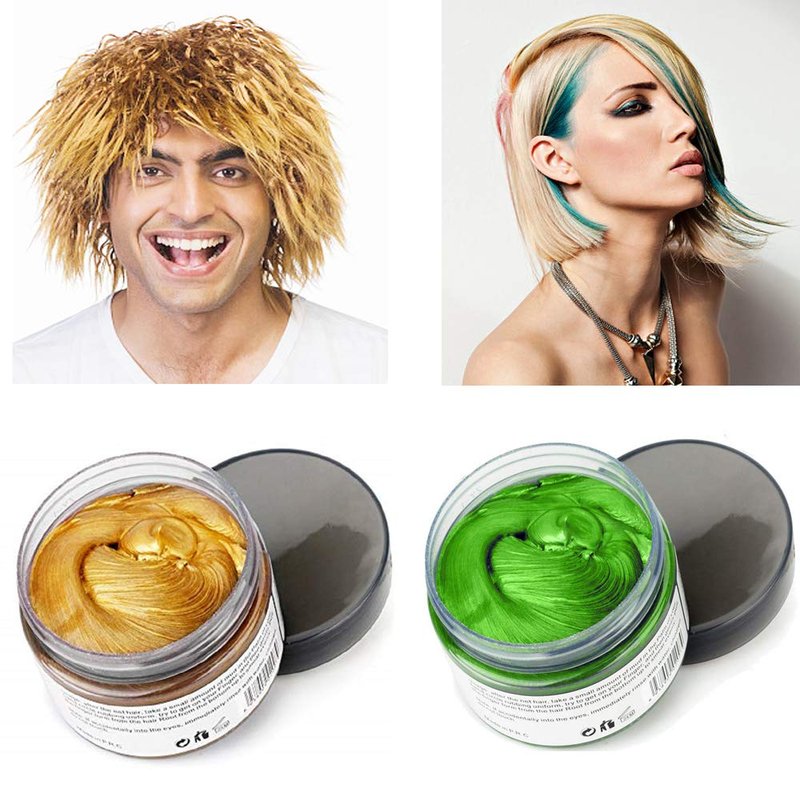 Temporary Hair Color Wax - 6 Vibrant Shades for Parties & Cosplay | Silver, Blue, Purple, Gold, Green, Pink, Red