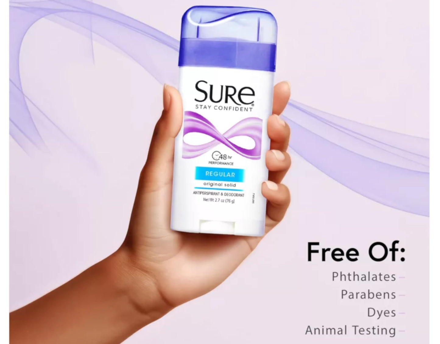 Sure Deodorant Original Solid, Regular - 2.7 oz (Pack of 7)