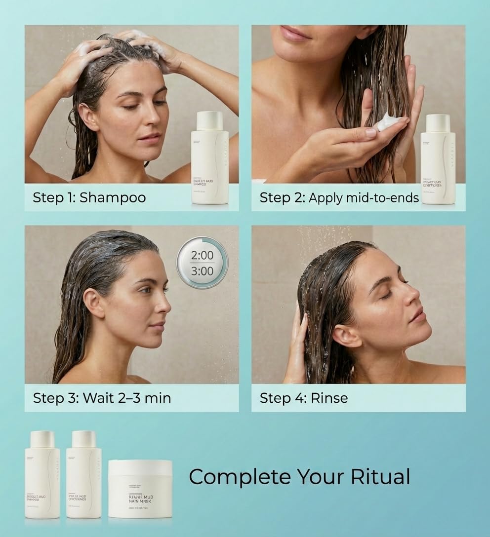 SEACRET Dead Sea Mud Conditioner - Moisturizing Hair Conditioner for Dry Damaged Hair with Argan Oil & Niacinamide, Sulfate Free, Paraben Free, Silicone Free, Shea Butter, 13.3 Fl Oz
