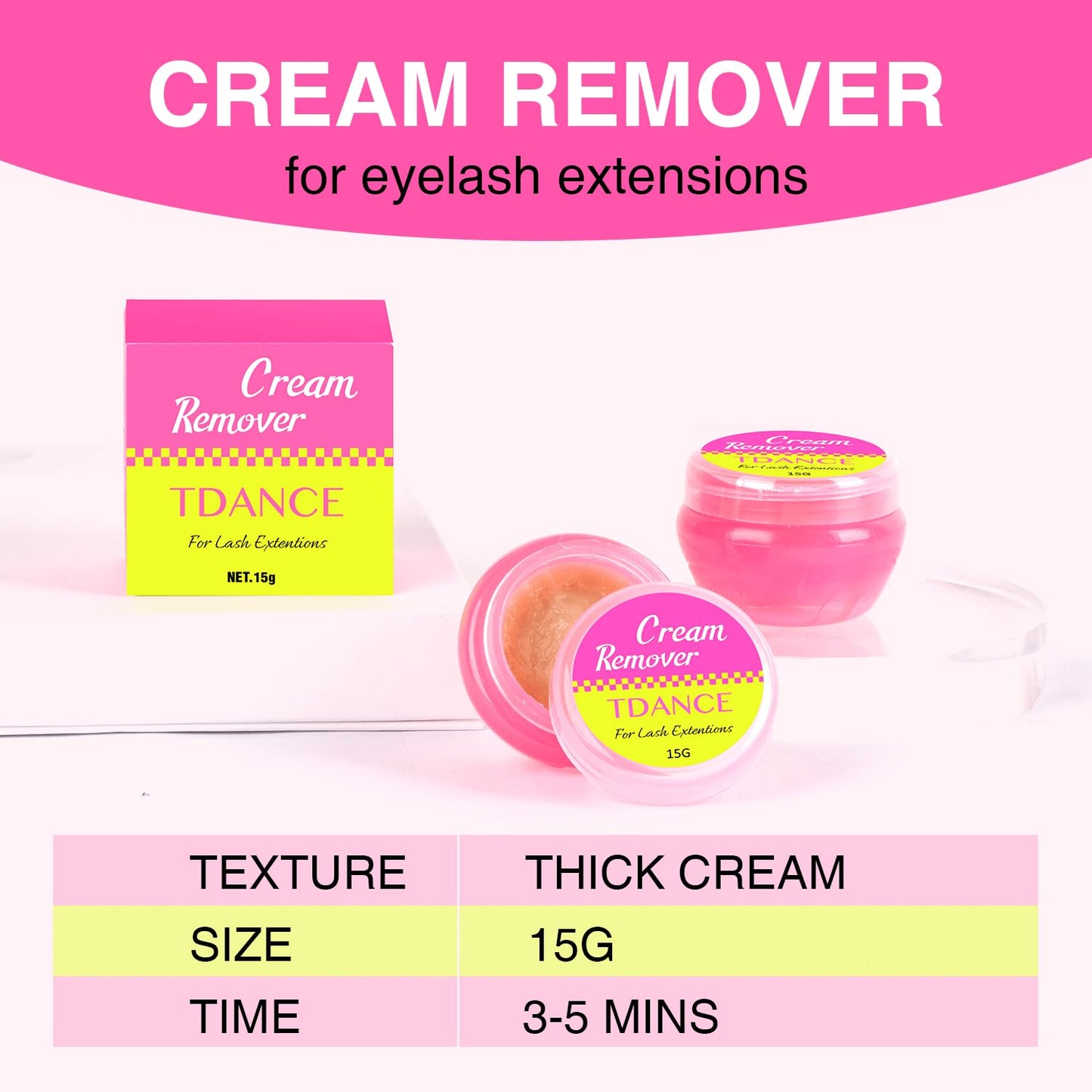 Cream Lash Remover for Eyelash Extensions - Low Irritation Formula for Sensitive Skin | 15g Professional Use