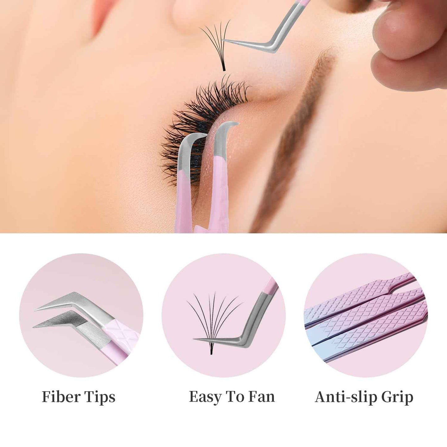 ANNAFRIS Eyelash Extension Tweezers,Fiber Tip Grip Boot Volume Lash Tweezers,Professional Pointed Lash Extension Tweezers for Easy Lash Application and Removal(4Pcs-F03/04/07/08)