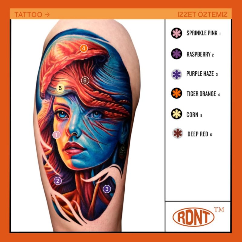 Radiant Tattoo Ink - 6 Popular Colors Set | 1/2oz Bottles for Vibrant Body Art