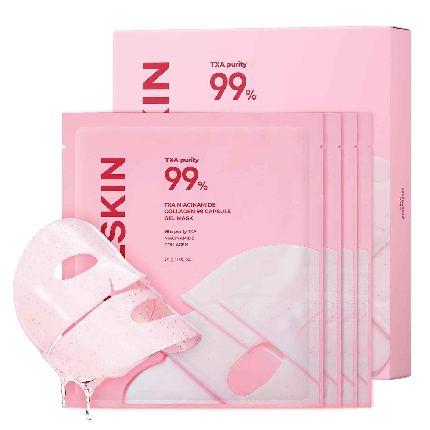 APRILSKIN TXA Pink Capsule Gel Mask | Overnight Face Mask for Glass Glow Skin I 99% High-Purity Tranexamic Acid 3 for uneven skin tone I Elasticity, Hydrating and Firming I Korean Skincare I 30g x 4ea