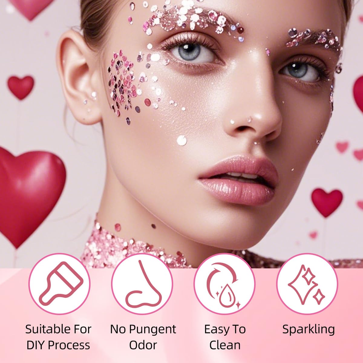 Body Glitter Stick for Face, Body & Hair - Red & Gold Chunky Sparkle Glitter, 2 Pack | Long Lasting Party Makeup for Festival, Rave, Concert & Cosplay