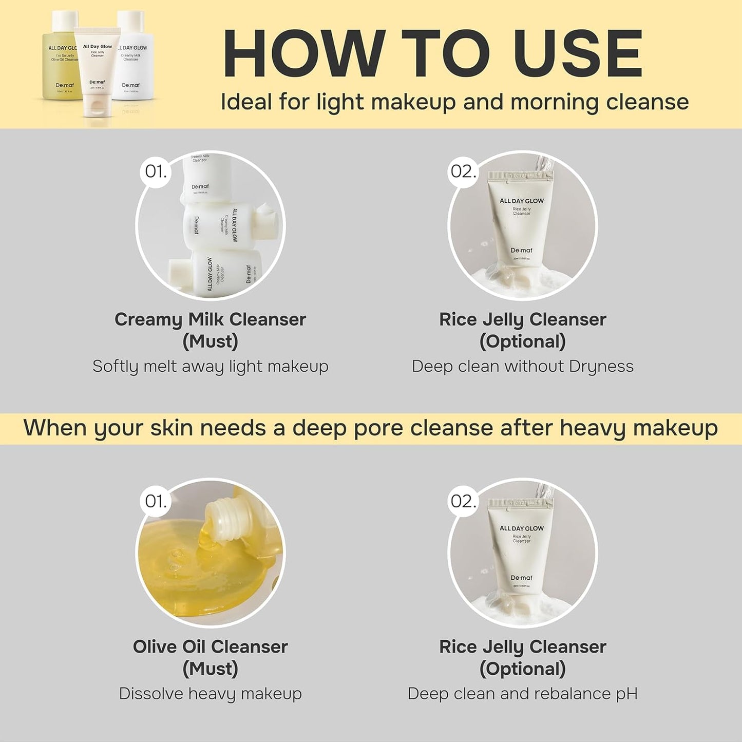 De:maf Welcome Cleansing Gift Kit, Gentle Travel Size Cleanser Trio for Sensitive Skin & Barrier Care